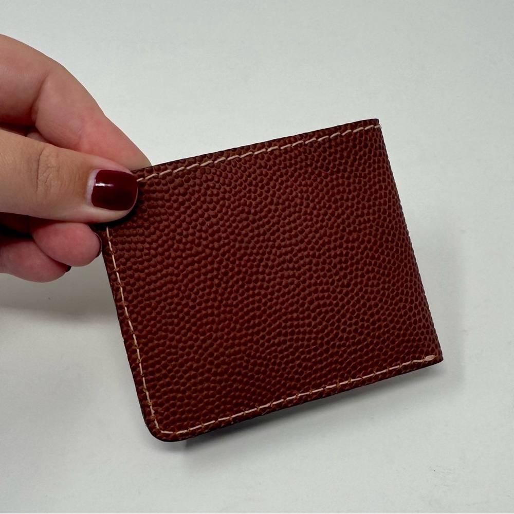 Bills Khakis | Classic Brown Leather Wallet, Made From Football Material - NWOT - Picture 6 of 6